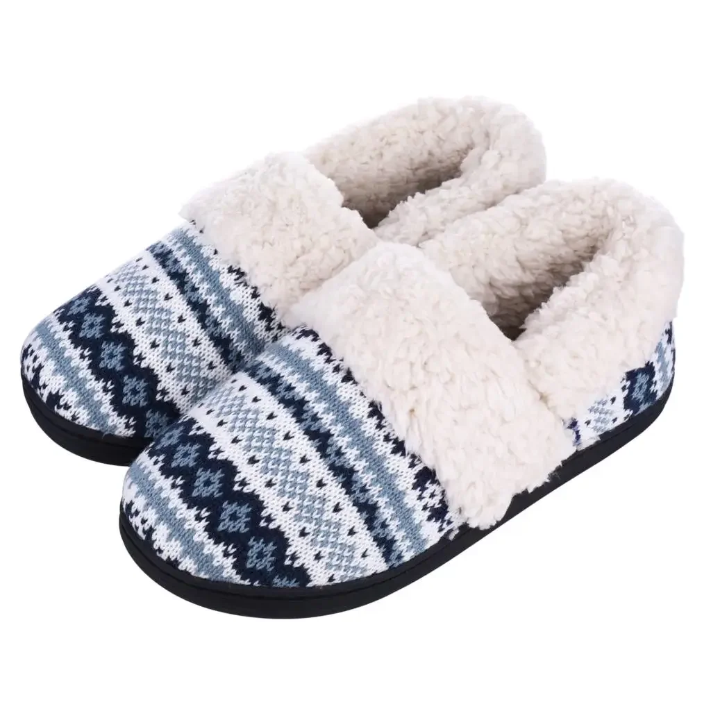 Evshine Winter Plush Fur Slippers For Women Indoor Warm Cotton Shoes Women Non-slip Cotton Shoes Fashion Knit Fur Padded Shoes