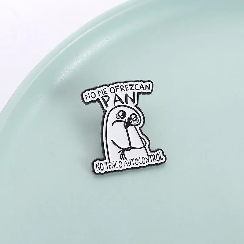 No Me Ofrezcan Pan Flork Meme Enamel Pin Funny Spanish Food Self‑Control Brooch Trendy Lapel Badge Gift