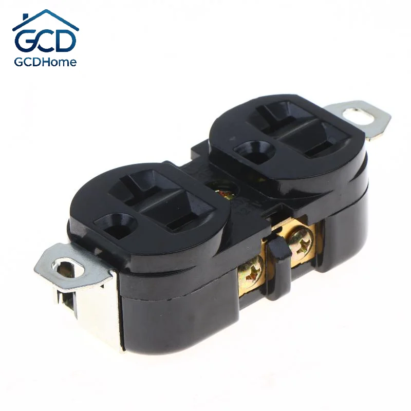 20A 125V US Dual Power Outlet E-09 Wiring Lock Connector Durable for Home Kitchen Bathroom Outlet Replacement