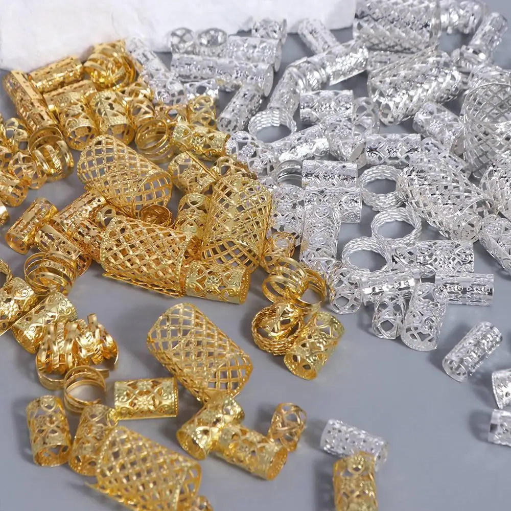 90PCS Dread Locks Hollow Out Hair Ring Hair Braiding Metal Cuff Clips Dreadlocks Beads Multi Style Headwear Hair Braid Tubes