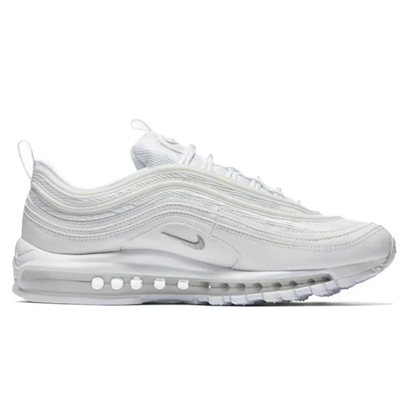 Tênis Nike-Air Max 97 para homens e mulheres, unissexo, prateado, branco, vintage, clássico, resistente ao desgaste