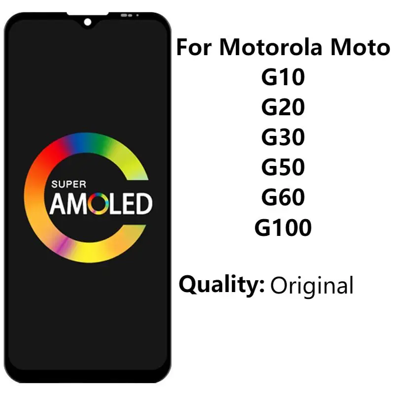 Super AMOLED For Motorola Moto G10 G20 G30 G50 G60 G100 LCD Display With Frame Screen Touch Panel Assembly Digitizer Parts