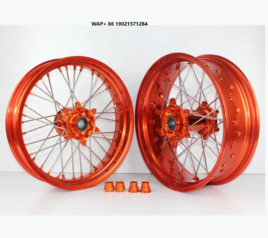 17inch Supermoto Wheels Rims Set Compatible With 125 200 250 300 450 500 EXC SXF XC-F 2003-2023 Motorcycle