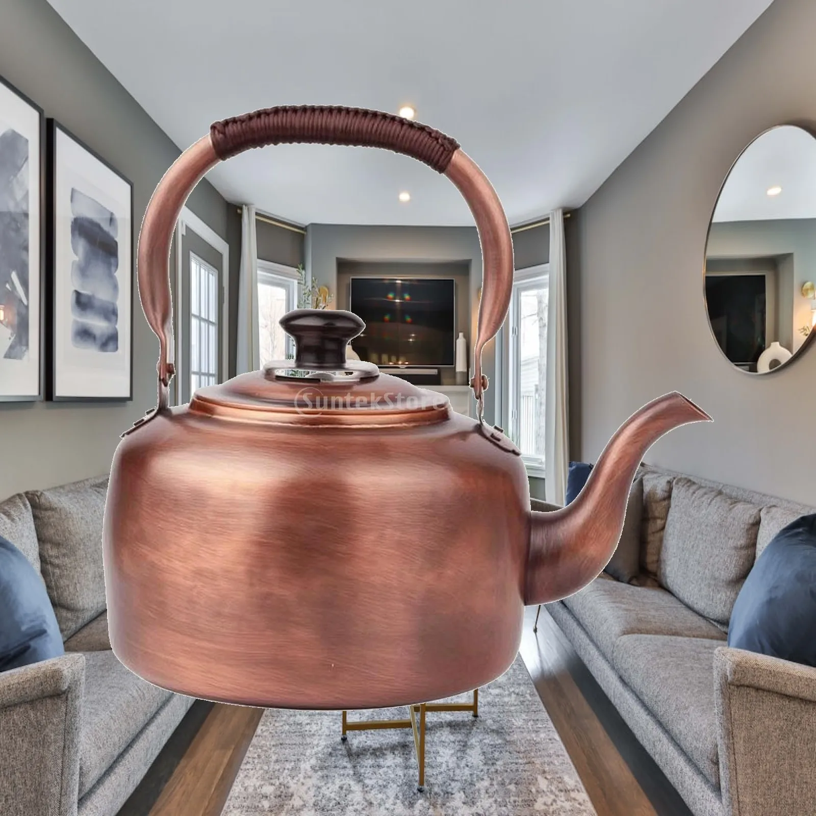 Classic Whistling Kettle Large 5L Purple Copper Pot for Hot Water Tea Coffee Making