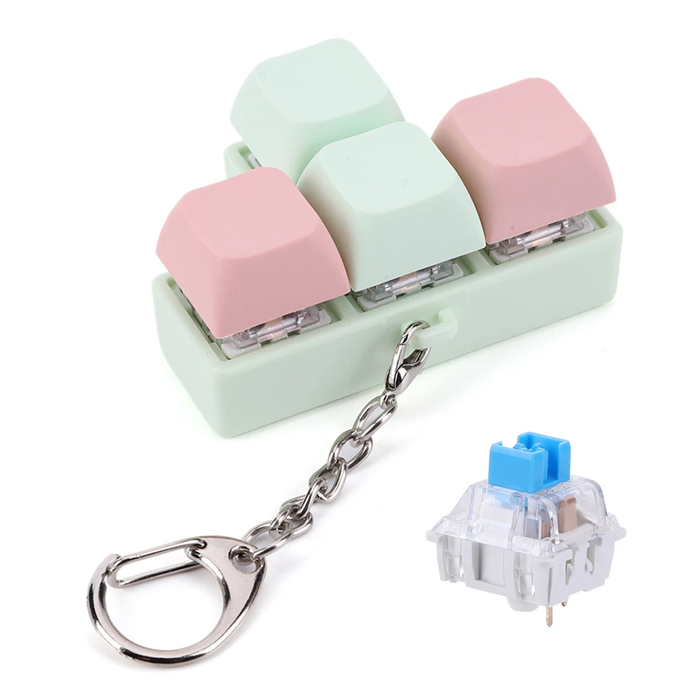 Keyboard Clicker  4 Keys DIY Sensory Fidget Keyring Keycaps Fidget Keyborad Button Finger Calming Keychain