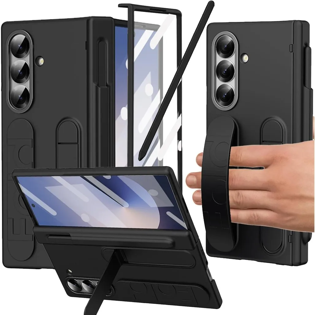 

Чехол с ремешком на палец для Samsung Galaxy Z Fold 7 6 5 Special Edition W25 с защитной пленкой для экрана S-держателем для ручки и подставкой для стилуса