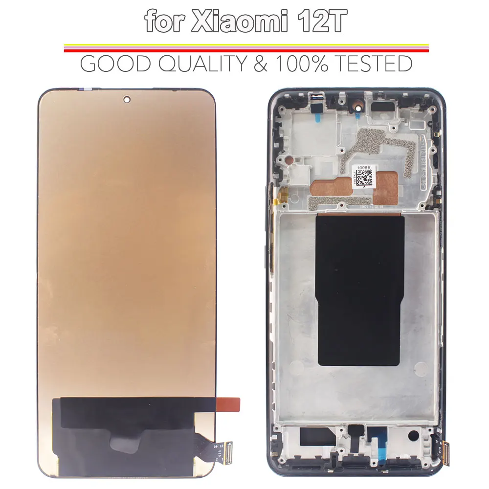 Super AMOLED LCD for Xiaomi 12T LCD Display Touch Screen Digitizer Assembly for Xiaomi 12T 22071212AG Phone Screen Replacement