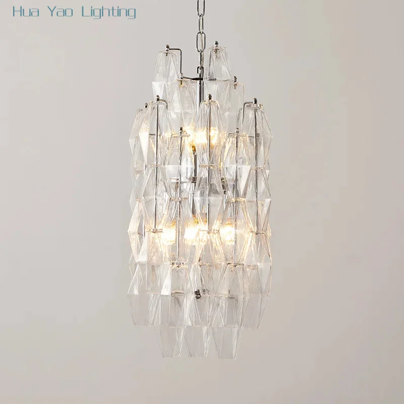 Minimalist Amber Foyer Aisle Small Chandelier Murano Decorative Color Cloakroom Corridor Single Iron Pendant Light