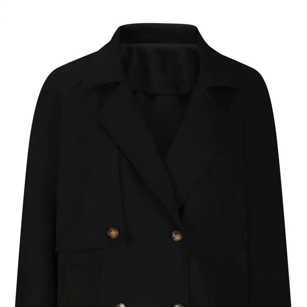 سترة نسائية من البوليستر معطف نسائي قصير أنيق مع تصميم مزدوج الصدر وجيوب طية صدر السترة خريف لفصل الربيع