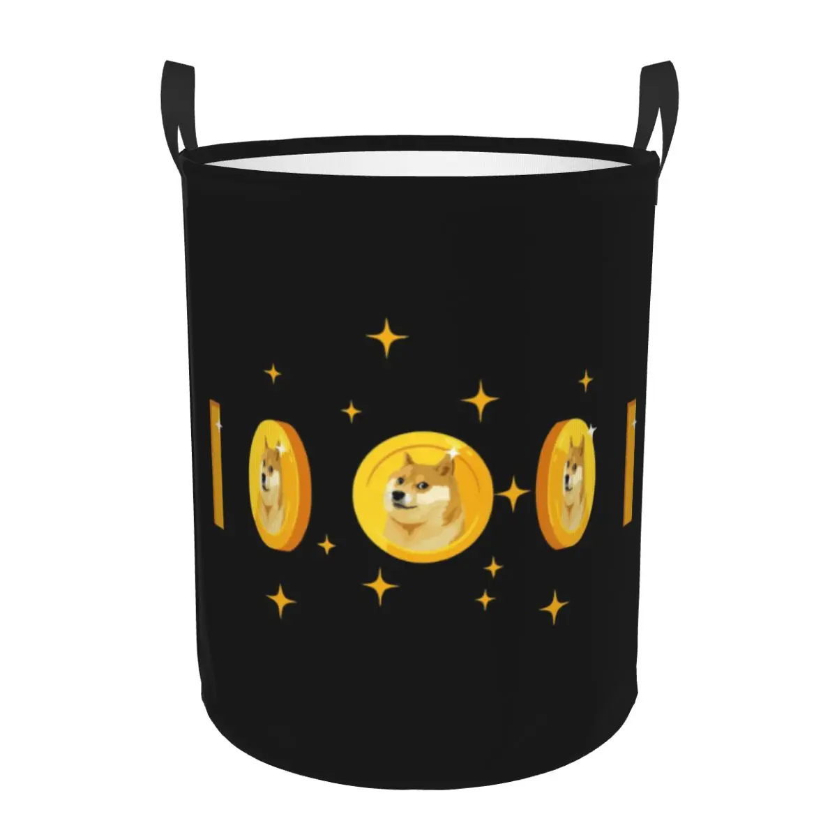 Bitcoin Dogecoin Shiba Inu Dog Coin Laundry Hamper Large Clothes Storage Basket Cryptocurrency Mining Toys Bin Organizer