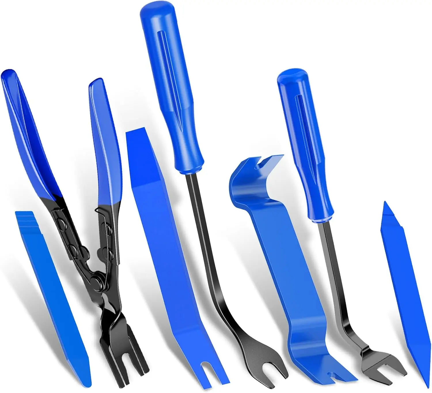 

7 Pcs Auto Trim Removal Tool Kit with Plastic Pry Bar and Clip Pliers for Car Door Panel Dashboard Fastener Removal