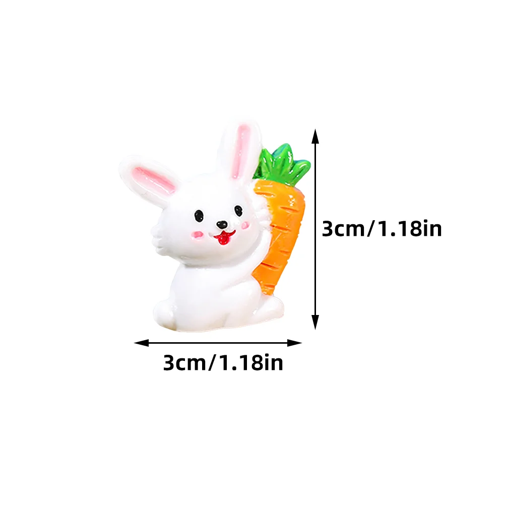 6 Pcs Creative White Rabbit Bunny Miniature Figurines Girls Toys Resin Small Easter Decorations Baby