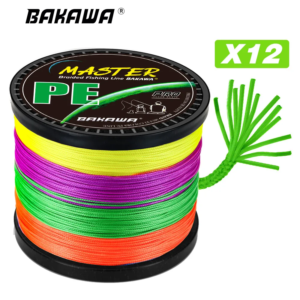 

BAKAWA 12 Strands Fishing Line 300/100M/500M/1000M Braided PE Strong Wire Multifilament Durable Sea Saltwater Japa Tool