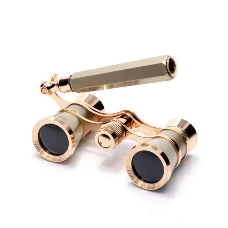 New British retro theater mirror with handle high definition portable pocket binoculars full metal concert