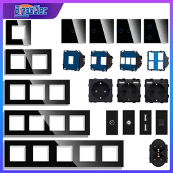 Bingoelec DIY Part Wall Socket USB Type-C Power Outlets Parts Crystal Panel Frame TV ST Free Combination EU Russia French