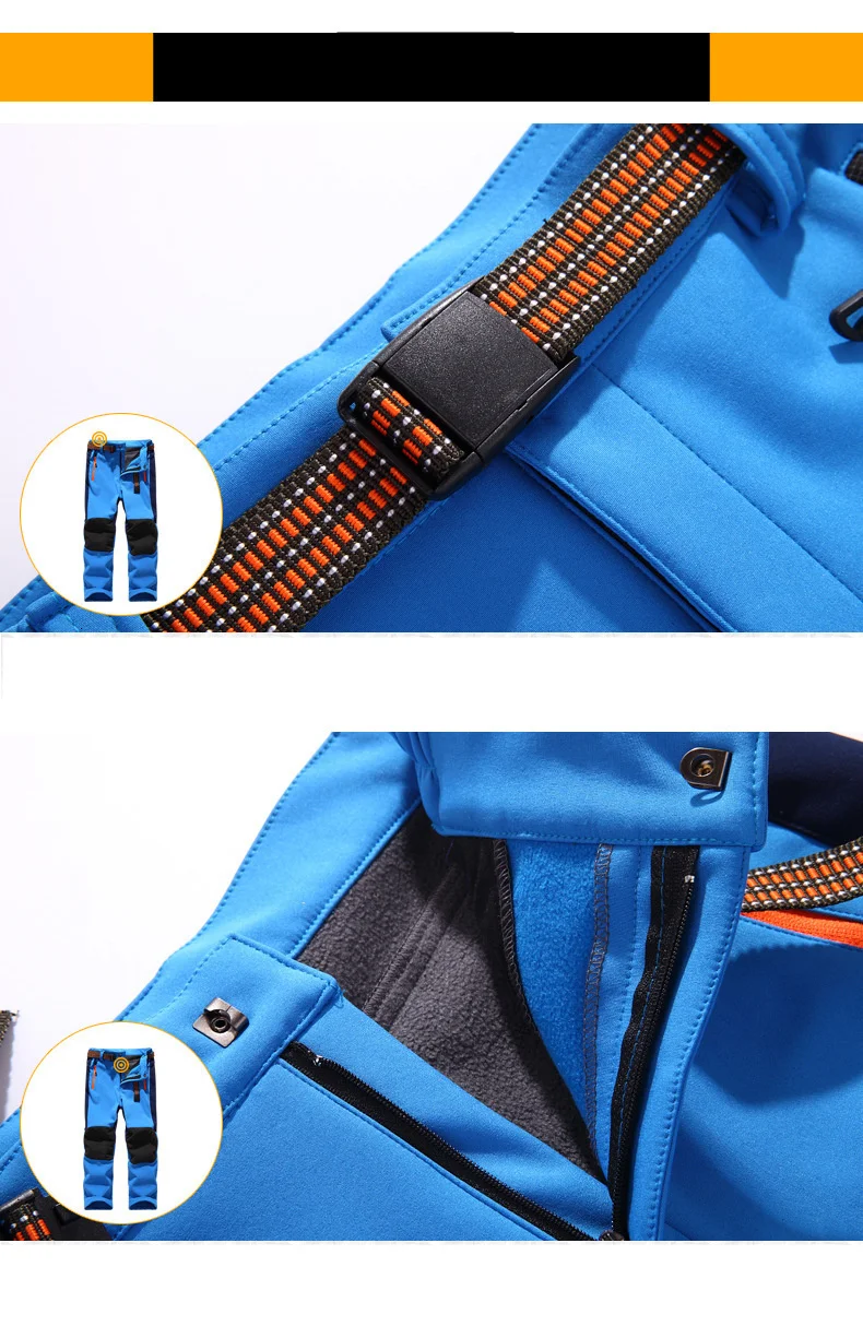 Wasserdichte Outdoor-Hosen für Kinder, warme Hosen, sportliche, winddichte Kletter-Leggings, Patchwork-Softshell-Outfits, Kinderbekleidung – Detail 14