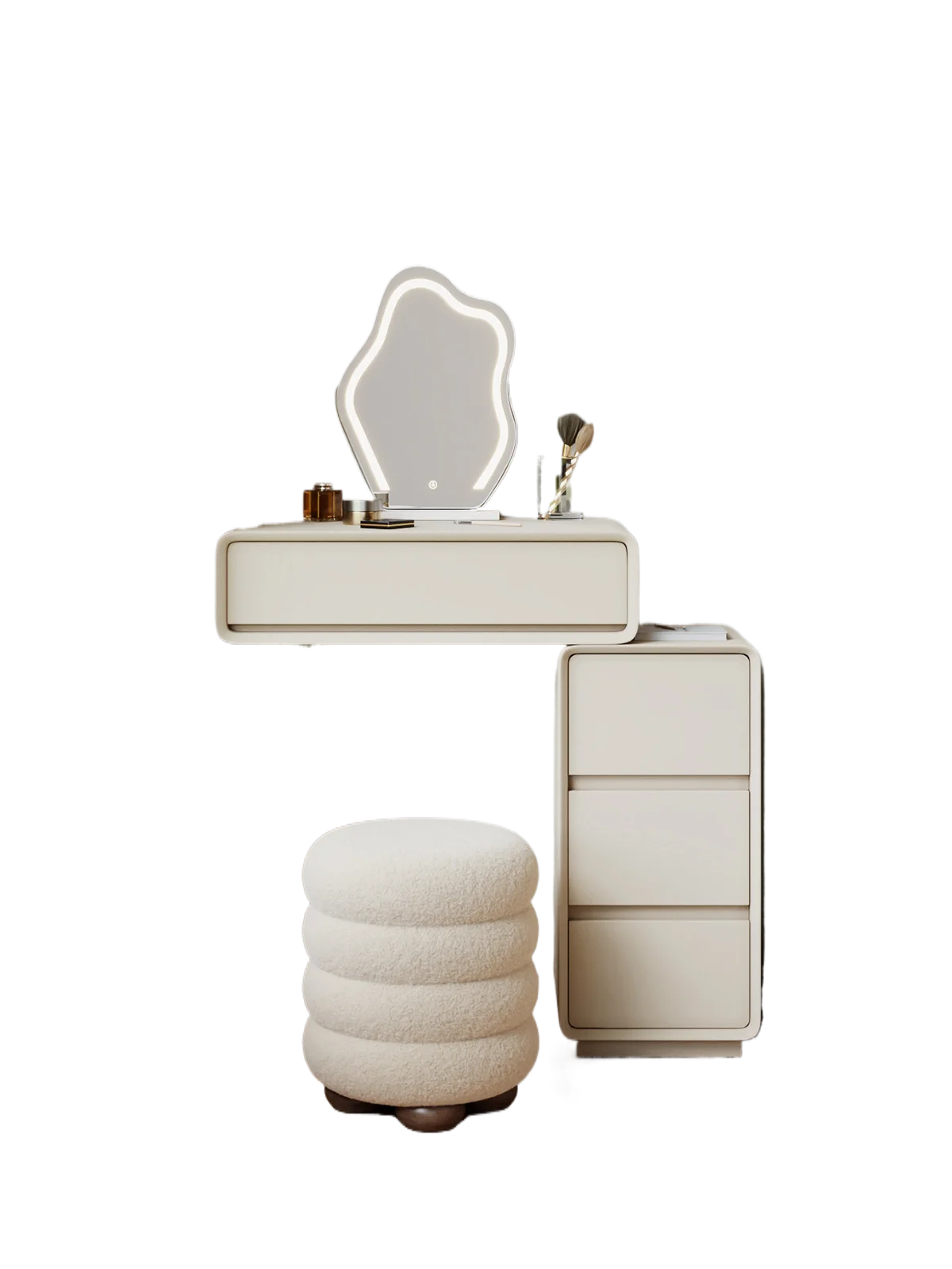 Solid wood dresser bedroom makeup table 2026 new bedside table integrated small mirror makeup table home storage