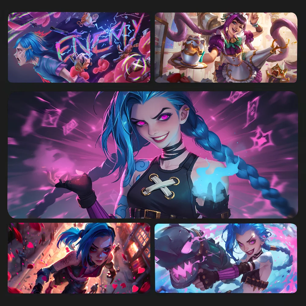 

L-league Of Legends Anime Jinx Mousepad Mouse Mat Desk Mat With Pad Gaming Accessories Prime Gaming XXL Keyboard Pad Padding Ma