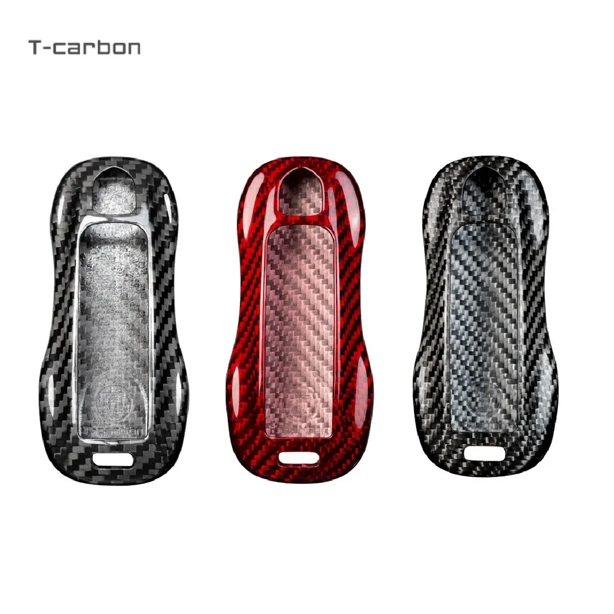 T-carbon Carbon Fiber Car Key Case Cover For Porsche Panamera Cayenne 971 911 9YA Macan Boxster Keyless Remote Protection