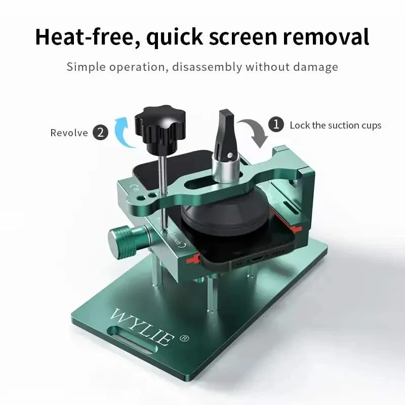 WYLIE 4-EN-1Antideslizante 360 °   Soporte de abrazadera de fijación giratoria para iPhone Samsung Huawei Xiaomi Quitar el desmontaje de vidrio de la cubierta trasera