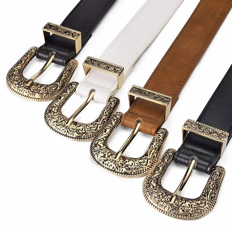 Women'S Belt Vintage Carved Needle Buckle Men'S Belt Punk Hip Hop Rock Style Jeans Pu Leather Belt Cheap Belt