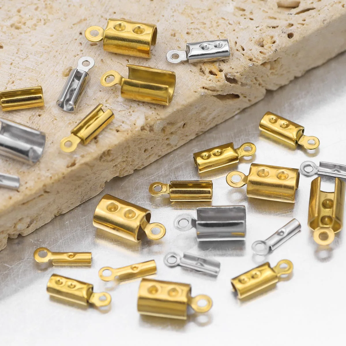 

5-10pcs Stainless Steel High Quality Crimp End Beads Caps Leather Cord Clips for DIY Jewelry Making Necklace Connectors Supplies