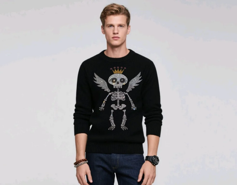 

Luxury Brand Men Sweaters Exquisite Rhinestone-Adorned Designer Men Sweaters Ideal for Cool Weather & Gift-Giving