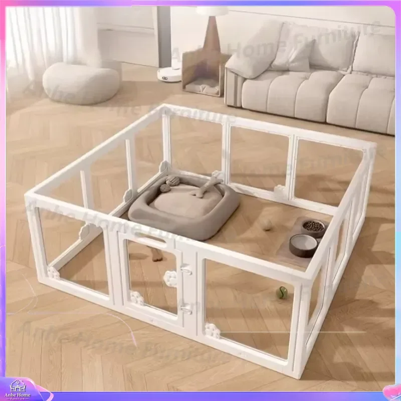Transparent Pet Fence Indoor Small Dog Enclosure Anti Escape Puppy Playpen Sturdy Modular Pet Barrier Cage with Door for Cats