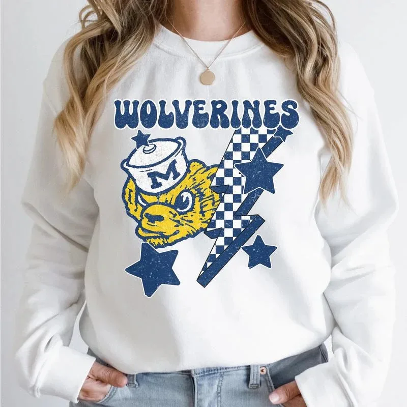 

Autumn and Winter Michigan Cotton Crew Neck Sweatshirt This Spirited Design Showcases The Bold Warm and Stylish
