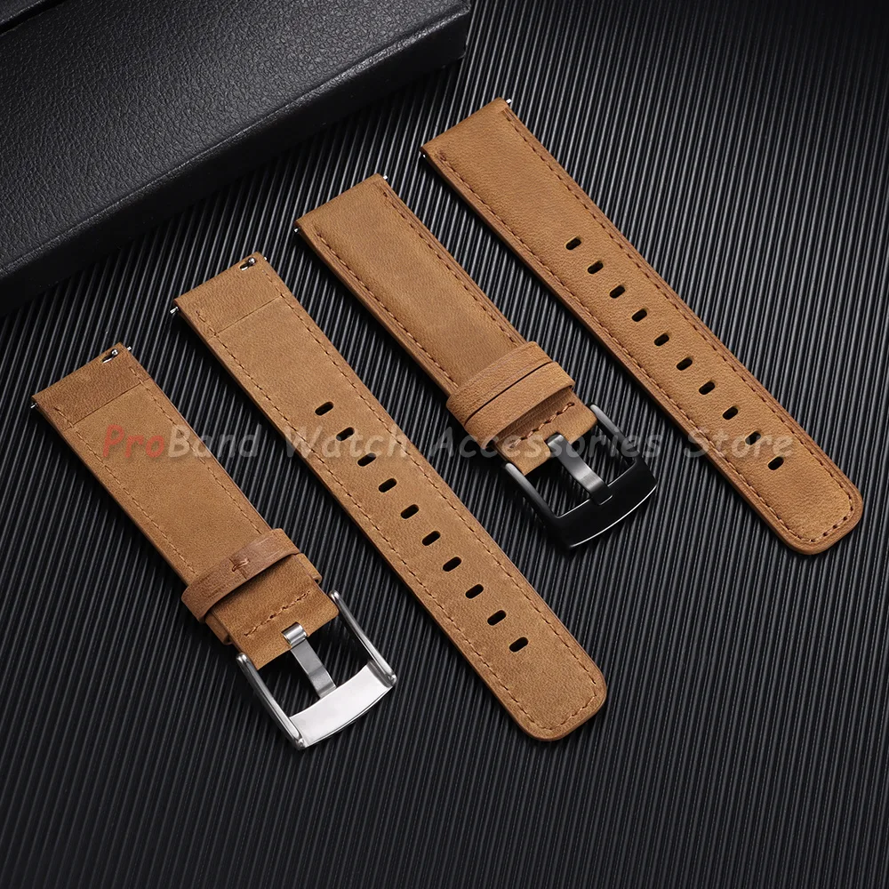 Calfskin Leather Watch Band 20mm 22mm Strap Universal Smartwatch Replacement Bracelet Quick Release