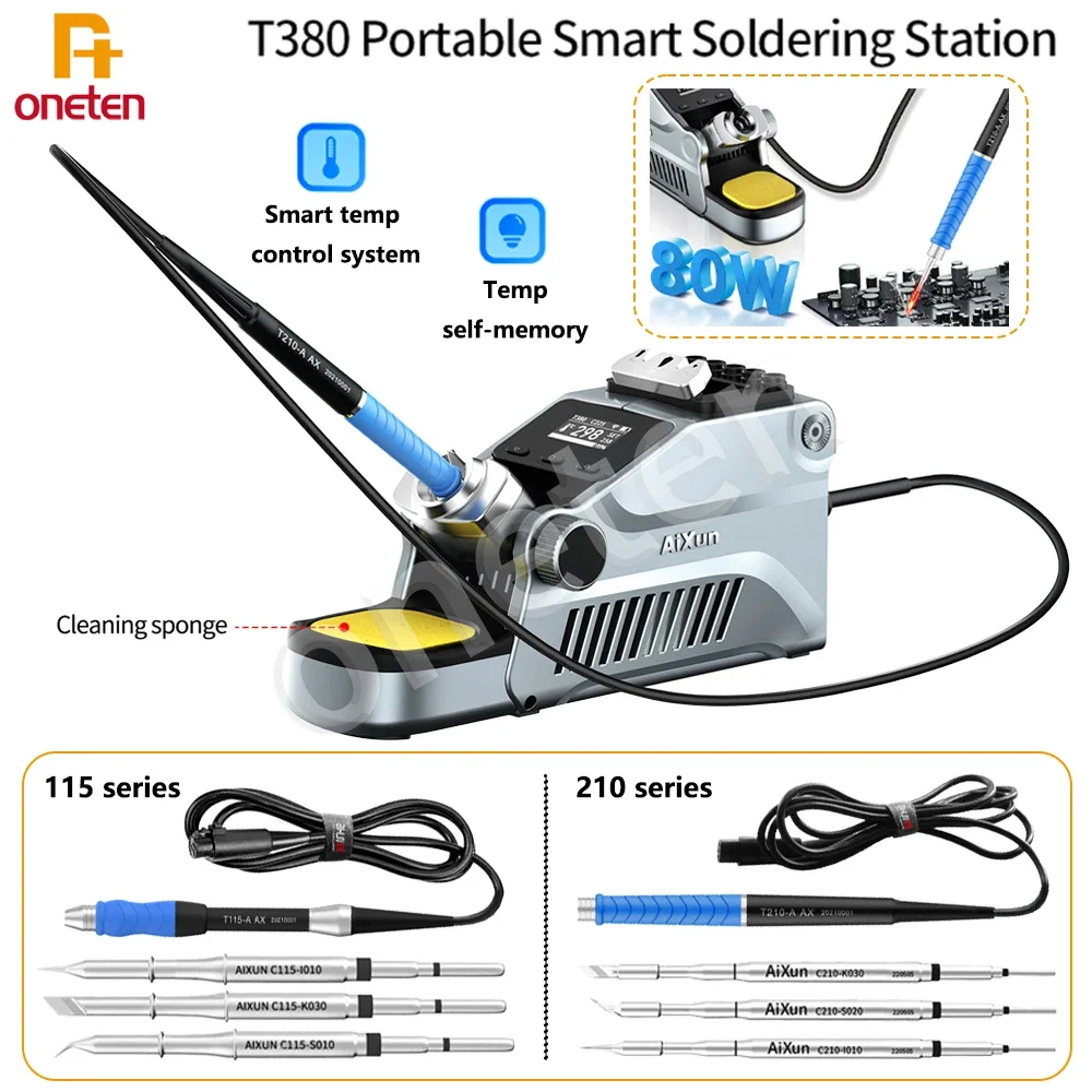 AiXun T380 Smart Portable Soldering Station Supports T210 T115 Rapid Heating Welding Rework Station for Mobile Phone SMD BGA PCB