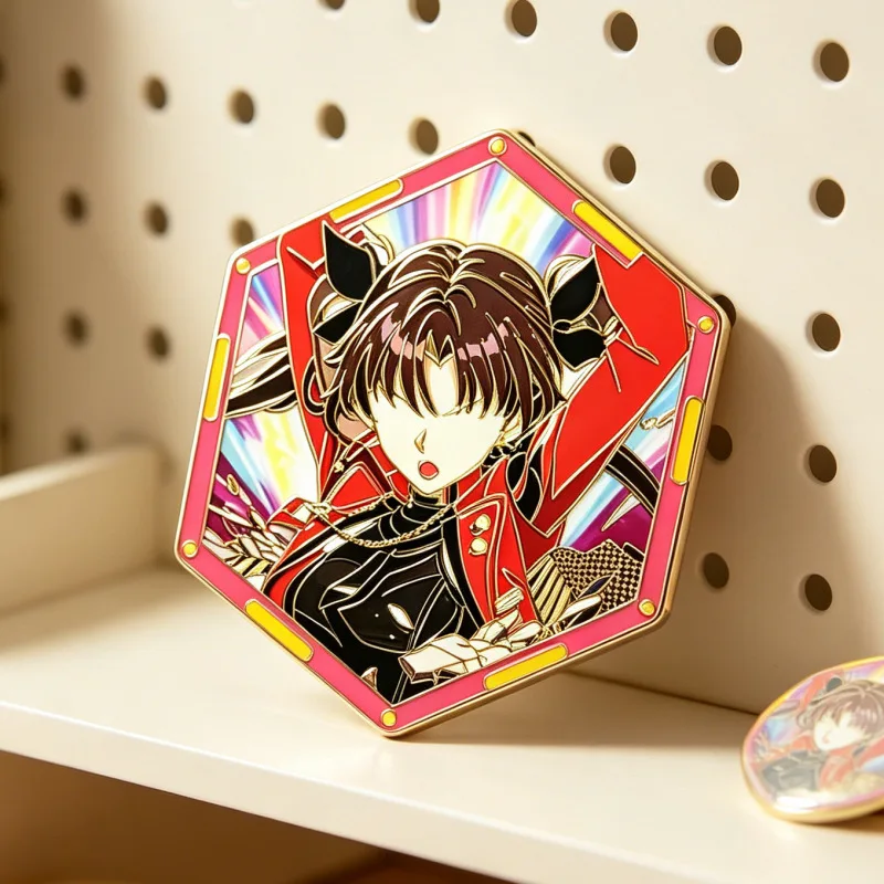 Yuanban Rin Hexagonal Badge Doujin Original Two-dimensional Metal Etching Badge Backpack Pendant Creative Game Merchandise