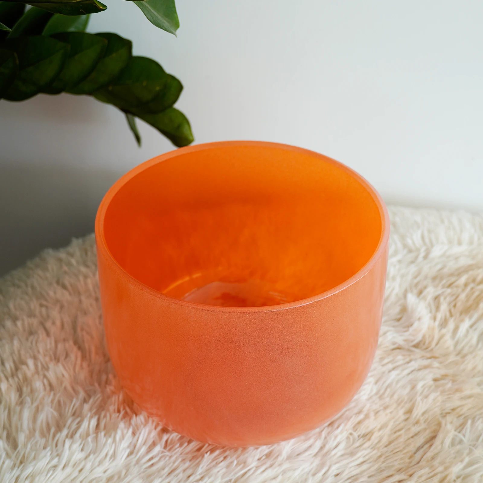 Hye-eun 10inch 440/432hz Orange Translucent Crystal Singing Bowl ,Tibetan Meditation Clear Quartz Bowl Sound Healing