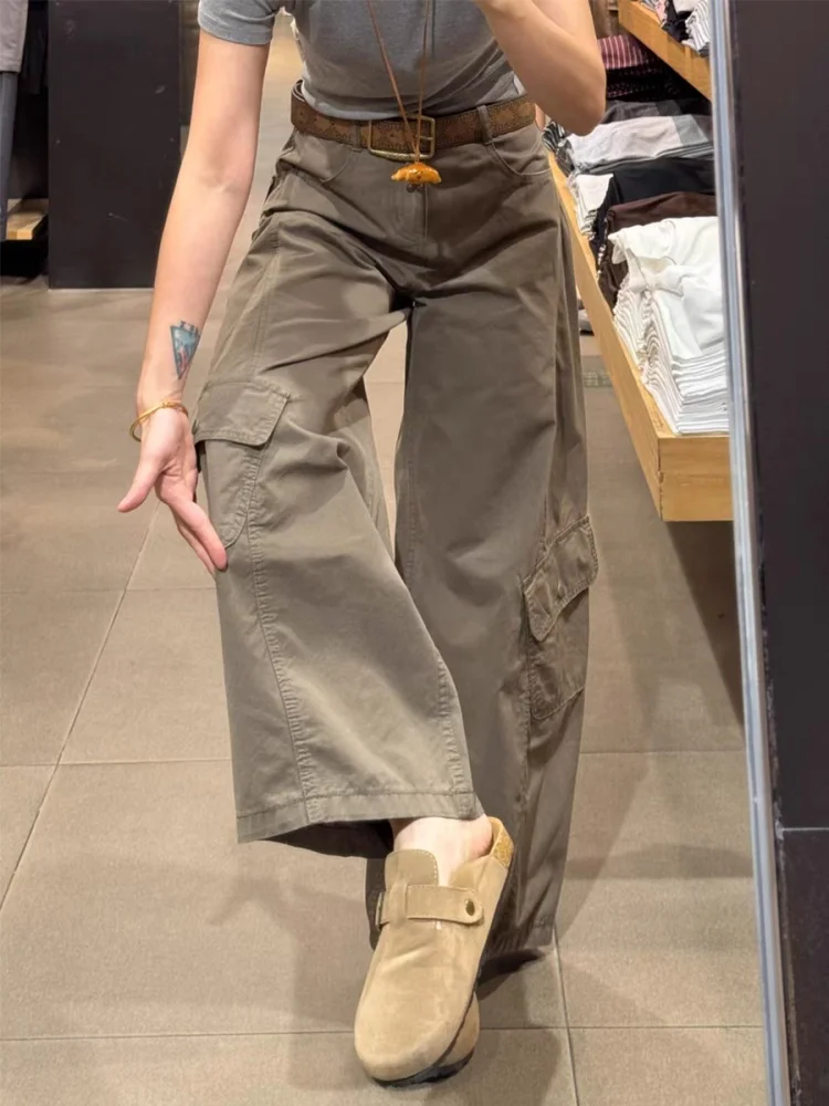 

plus Size Vintage American Workwear Jeans Women High Waist Straight Leg Wide Leg Pants Pear Shape Slimming Trousers