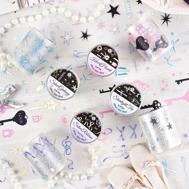 

New Cute Gilt Stardust Ballet Style Decoration Adhesive Masking Tape Students Scrapbooking Journal Collage DIY Material Sticker