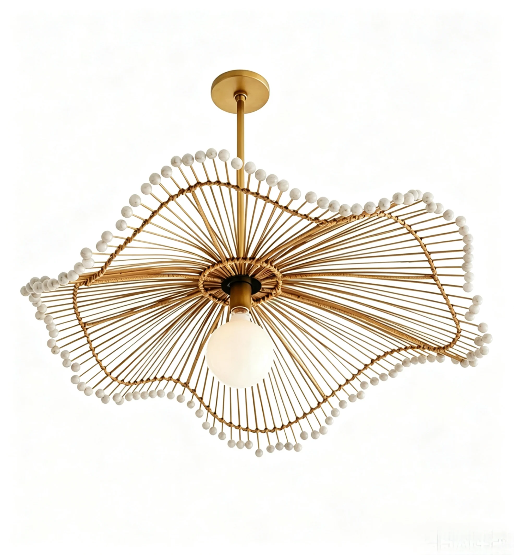 

Boho Hand‑Woven Bamboo Rattan Metal Pendant Light Shade | Luxury Art Decor Lamp Cover for Living Room Bedroom Dining Room
