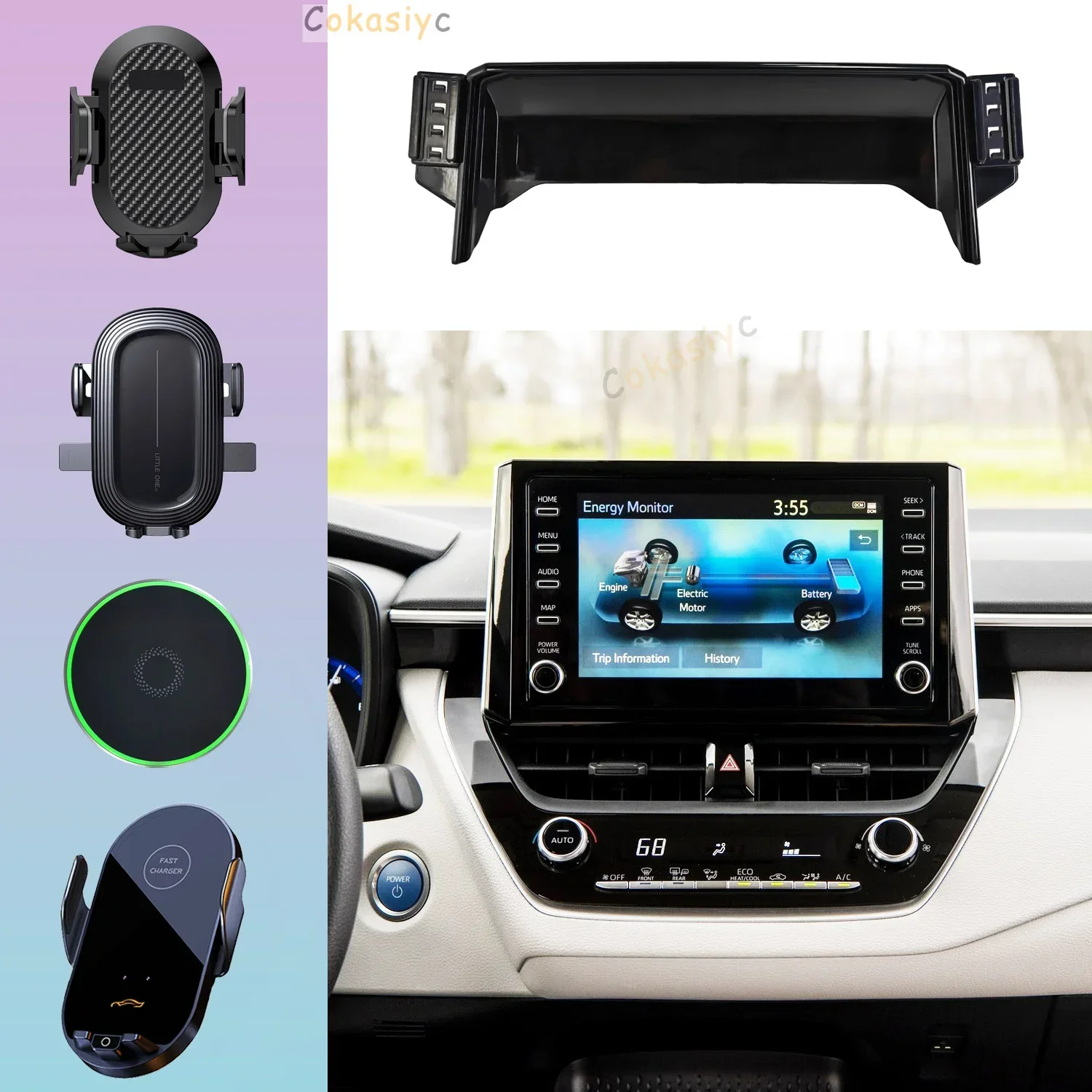 For Toyota corolla 2019-2022 Phone Holder Dual Bracket Base Car Magnet Wireless Charging Stand Car Mobile Phone Mount MagSafe
