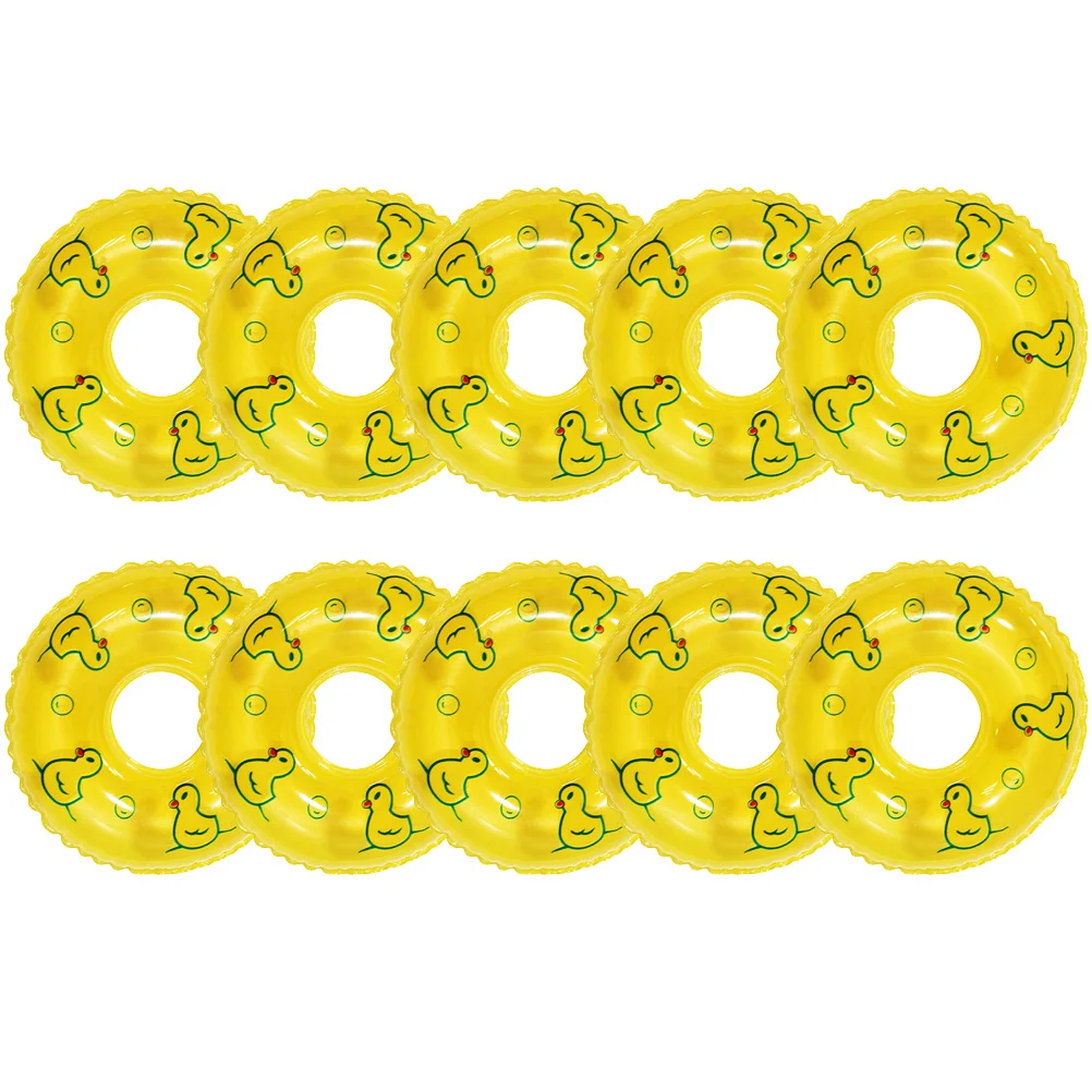 

10 Pcs Duckling Swimming Ring PVC Mini Ornaments Tiny Dashboard House Layout Props Miniature Decors Rings