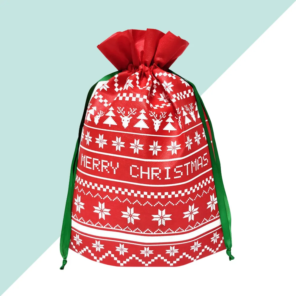 

3Pcs Christmas Candy Bags Cartoon Thick Fabric Handbag Portable Snowman Santa Candy Pouch Party Gift Decoration