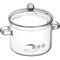 High Borosilicate Glass Soup Pot Heat Resistant Stovetop Cooking Clear Handles Cover Home Kitchen Multipurpose