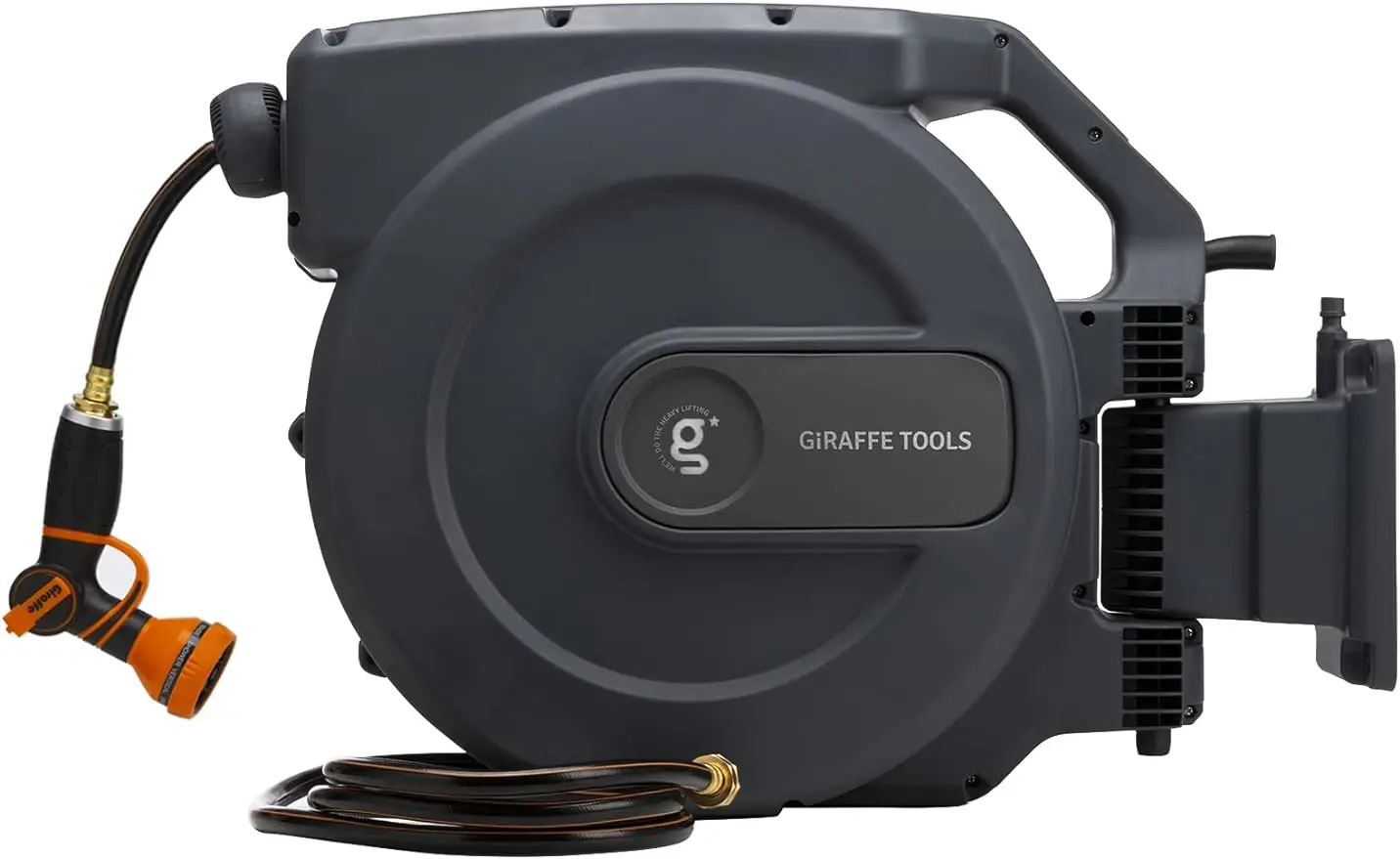 

Giraffe Tools AW501/2 Retractable Water Hose Reel 1/2" x 155 ft, Wall Mounted Garden Hose Reel, Auto Rewind System, 180 Deg Swiv