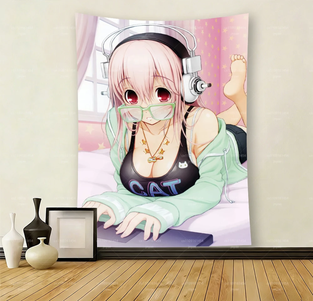 Super Sonico klassischer Anime-Wandteppich, böhmischer Mandala-Wandbehang für Schlafzimmer, Nachttisch, Heimdekoration, Flachdruck