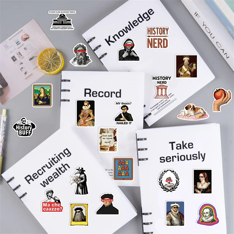 10/30/50PCS Funny History Character Sticky PVC Sticker Aesthetic DIY Decoration Scrapbooking Hand Accounting Supplies