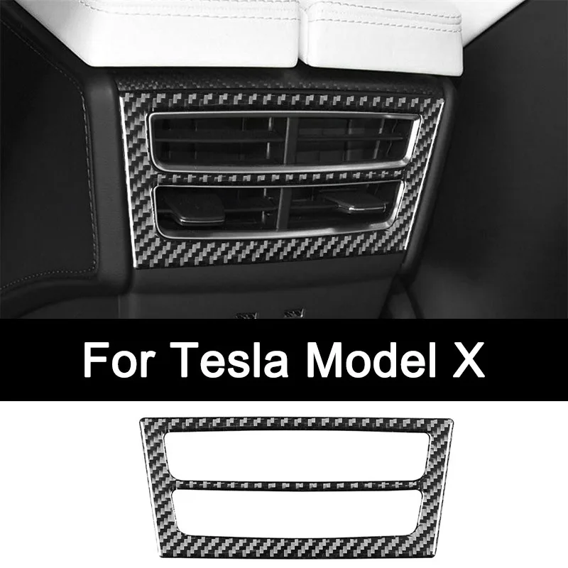 

For Tesla Model X, Premium Carbon Fiber Car Rear Air Outlet Panel Sticker Interior Modification Accessories Luxury Upgrade