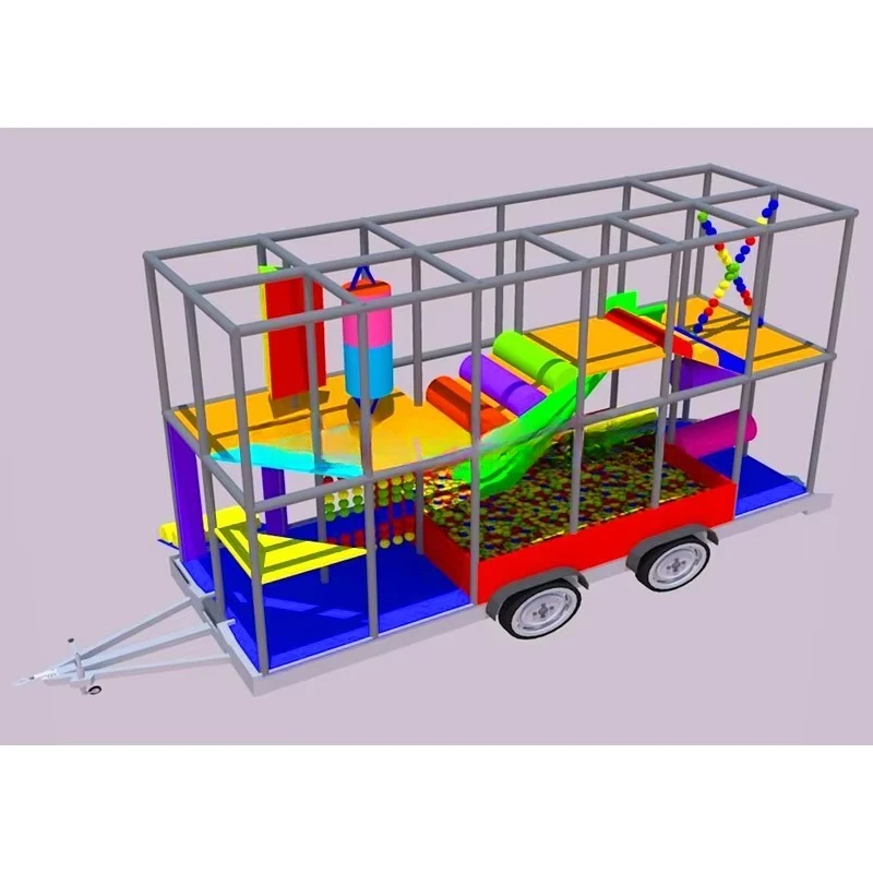 

Customized Indoor Children Playground Portable Trailer Naughty Fort Soft Loading Area Outdoor Playground Equipment