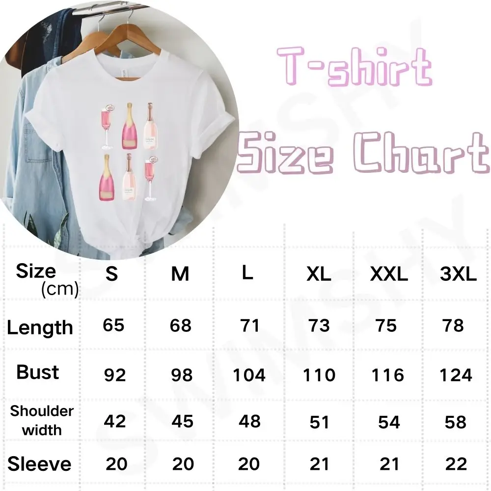Y2k Champagne Water Bottle T-shirt Casual Crew-Neck Harajuku Street T Shirt New 2024 Women Tee Pink Girly Summer Clothes Tops 