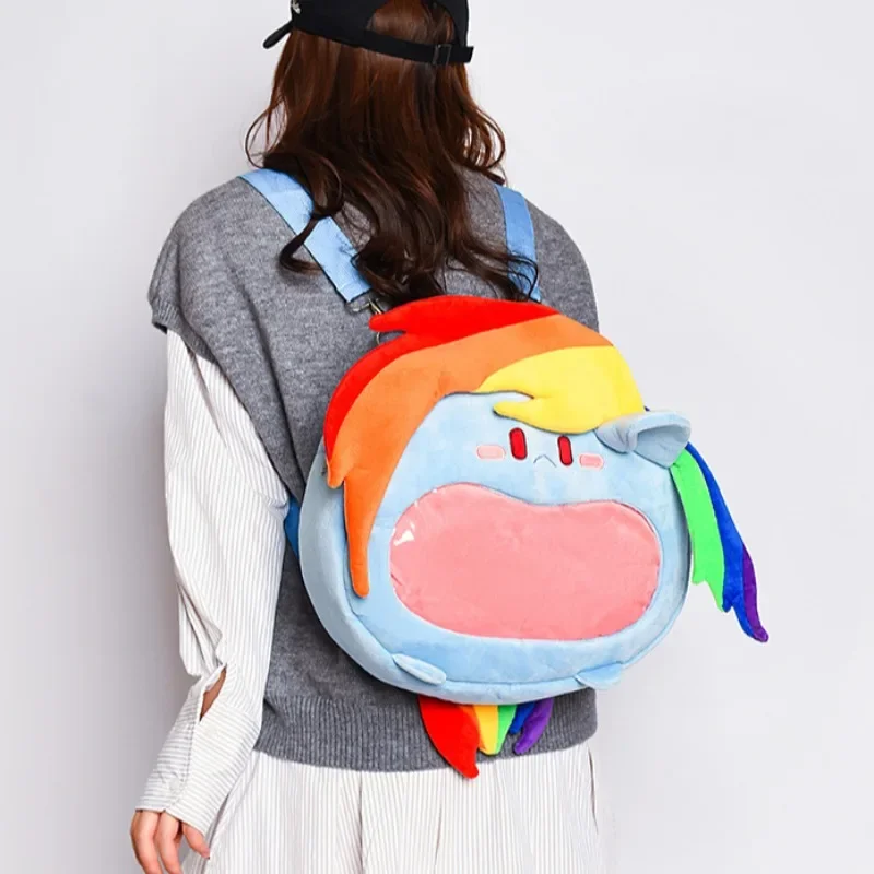 My Little Pony Plush Backpack Cartoon Rainbow Dash Itabag Large-capacity Badge Storage Anime Peripherals Girls\' Holiday Gifts