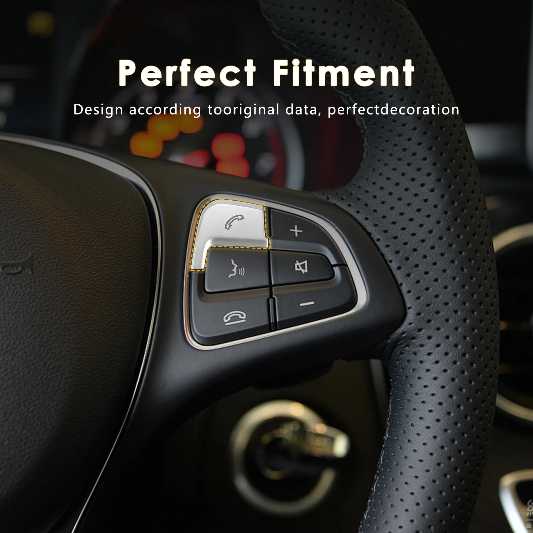 12Pcs Steering Wheel Button Covers Trim Stickers for GLC X253 2015 2016 & C Class W205 2014 2015 Silver ABS