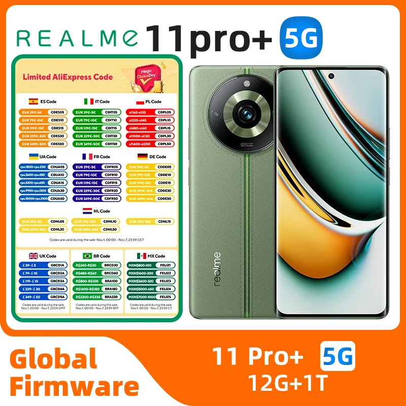 

Realme 11 Pro Plus 5G Global version Mtk Dimensity 7050 6nm CPU 6.7" 120Hz FHD+ 200MP OIS 12GB RAM 1TB Storage used phone