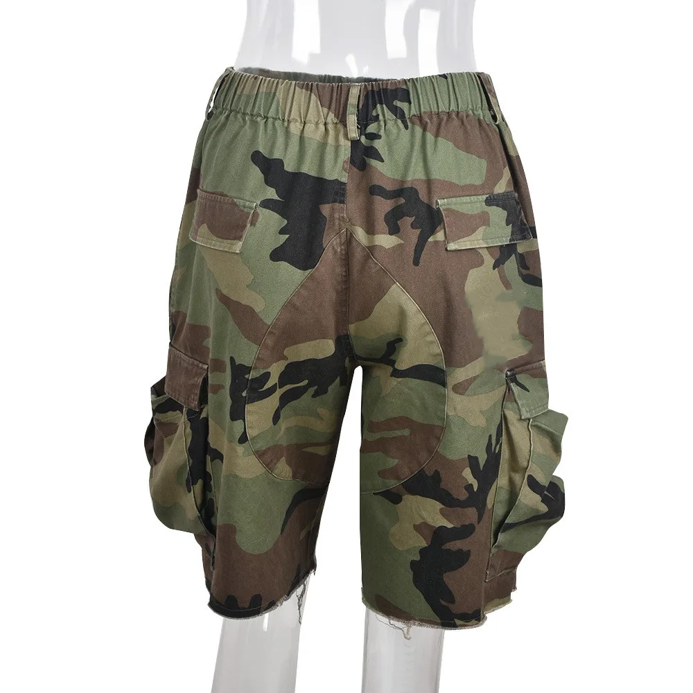 Women's Summer Camouflage Shorts Casual Military Baggy Pants Ladies Cotton Streetwear Cargo Pocket Half Pants